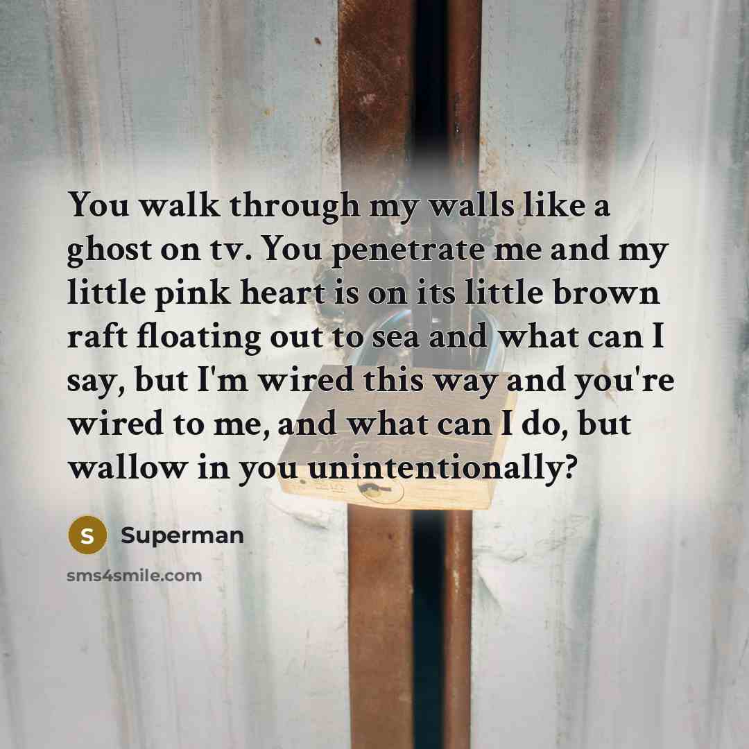 “You walk through my walls like a ghost on tv.…” quote by Superman