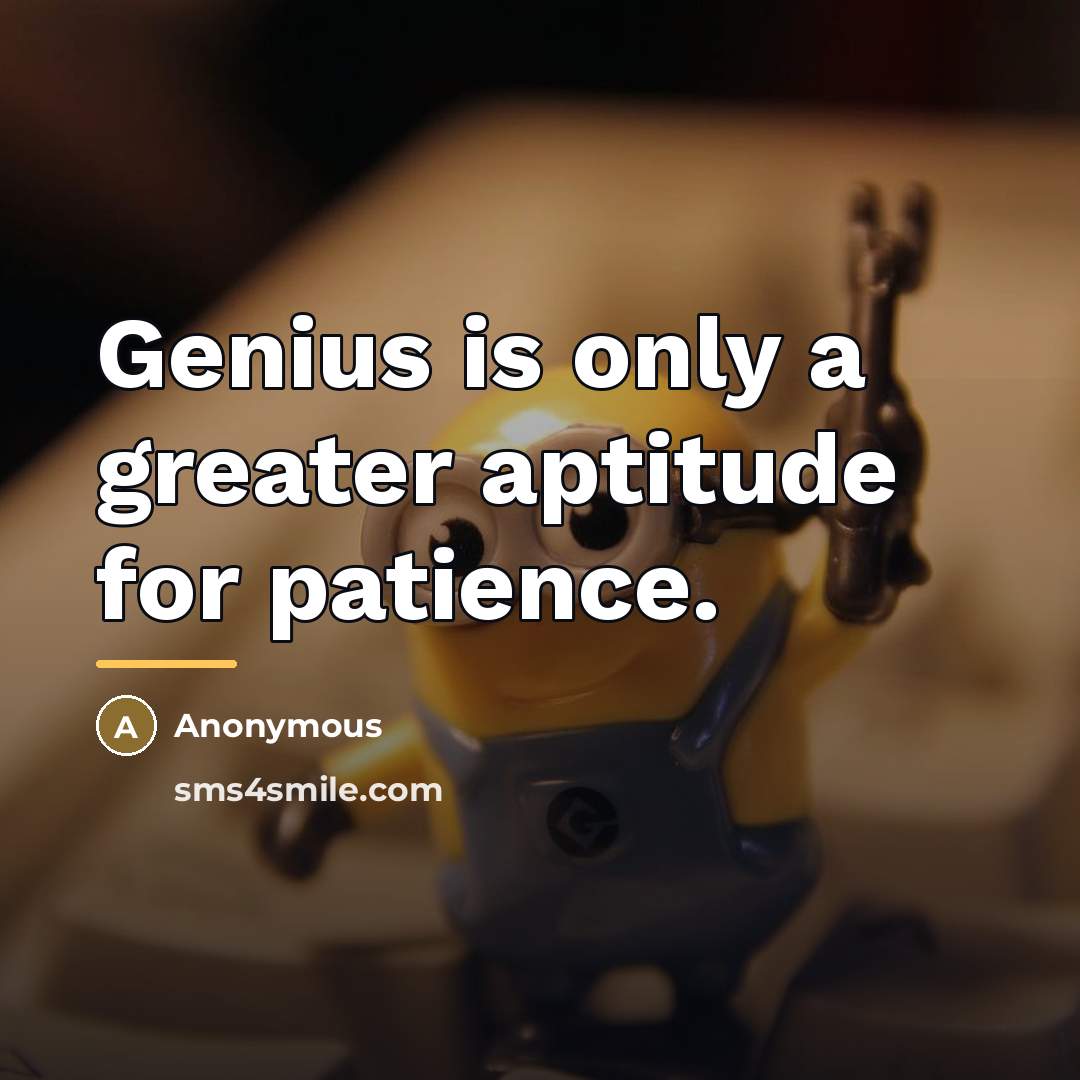 “Genius is only a greater aptitude for patience.…” quote by Anonymous