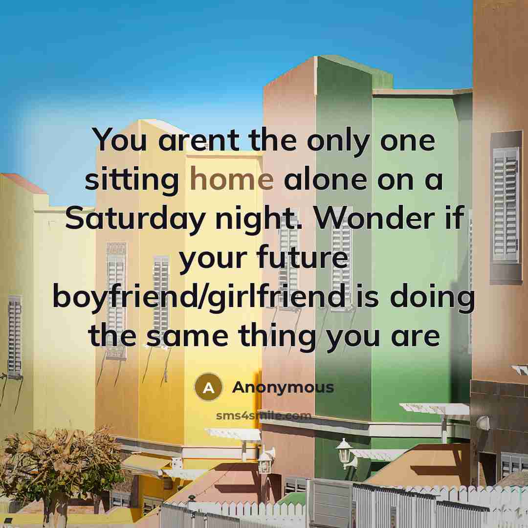 “You arent the only one sitting home alone on a…” quote by Anonymous