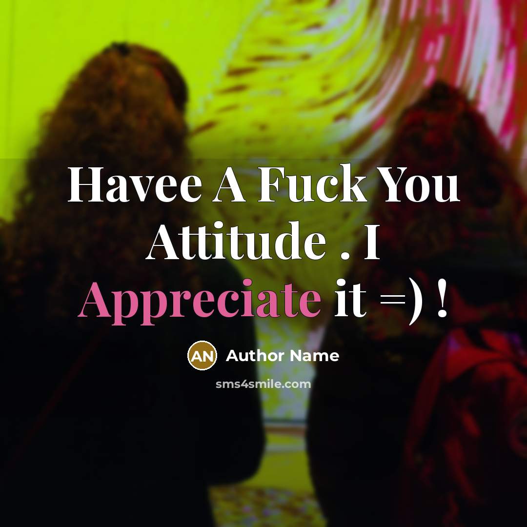 “Havee A Fuck You Attitude . I Appreciate it =) !” quote by Author Name