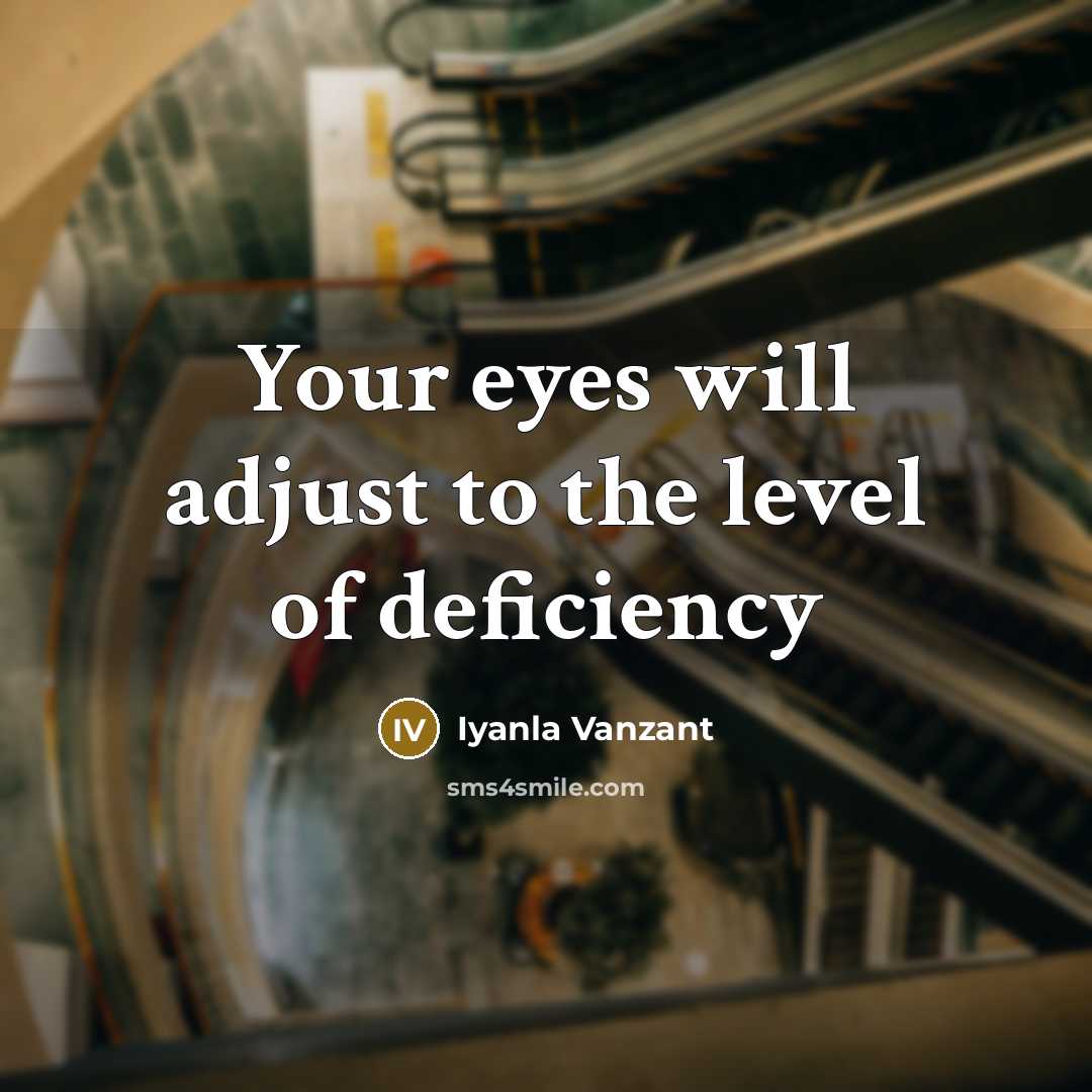 “Your eyes will adjust to the level of deficiency…” quote by Iyanla Vanzant
