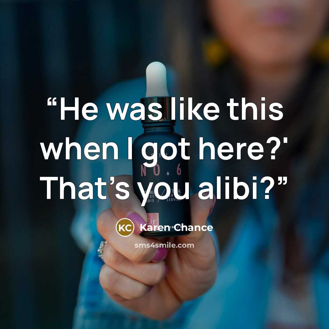 “He was like this when I got here?' That's you alibi?” quote by Karen Chance