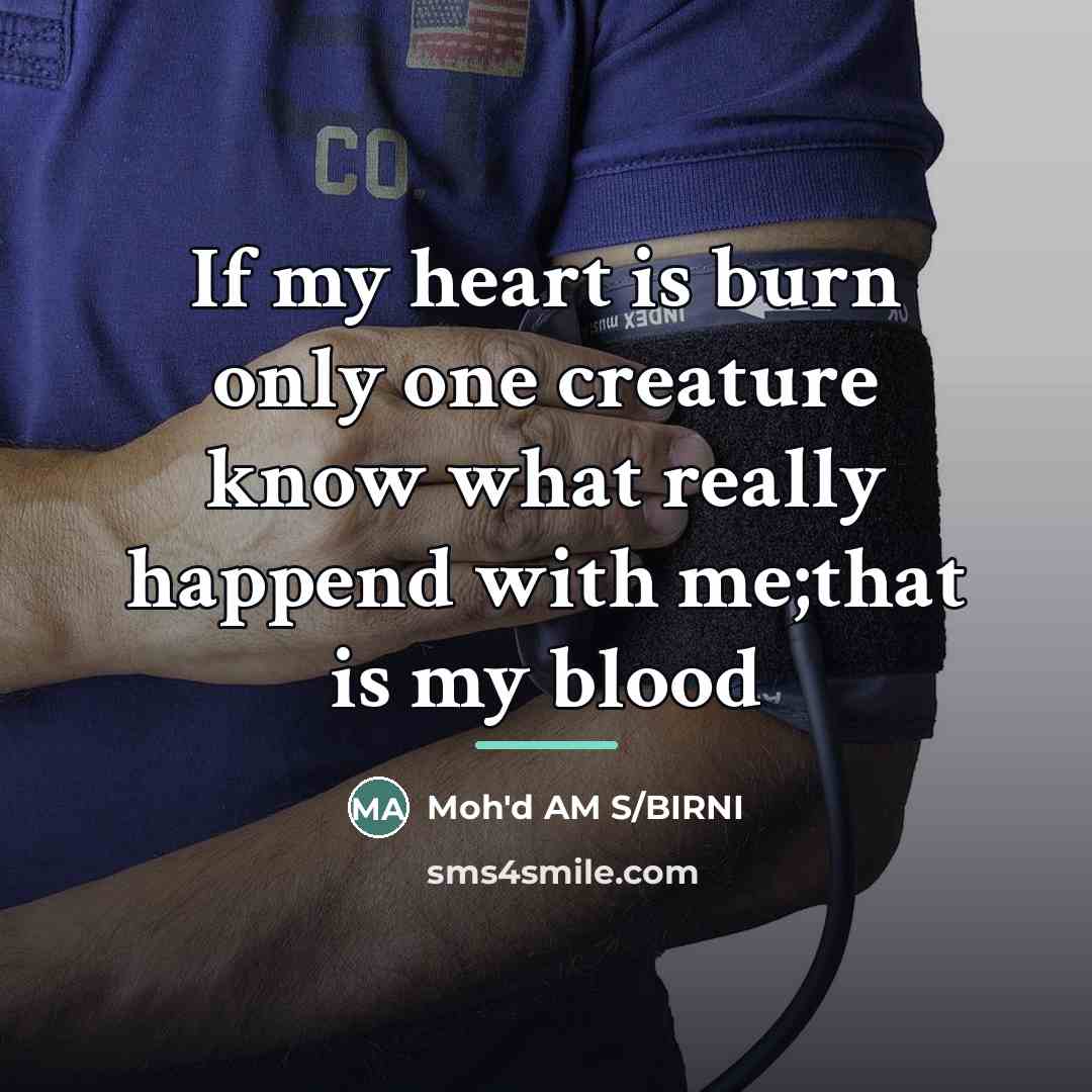 “If my heart is burn only one creature know what…” quote by Moh'd AM S/BIRNI