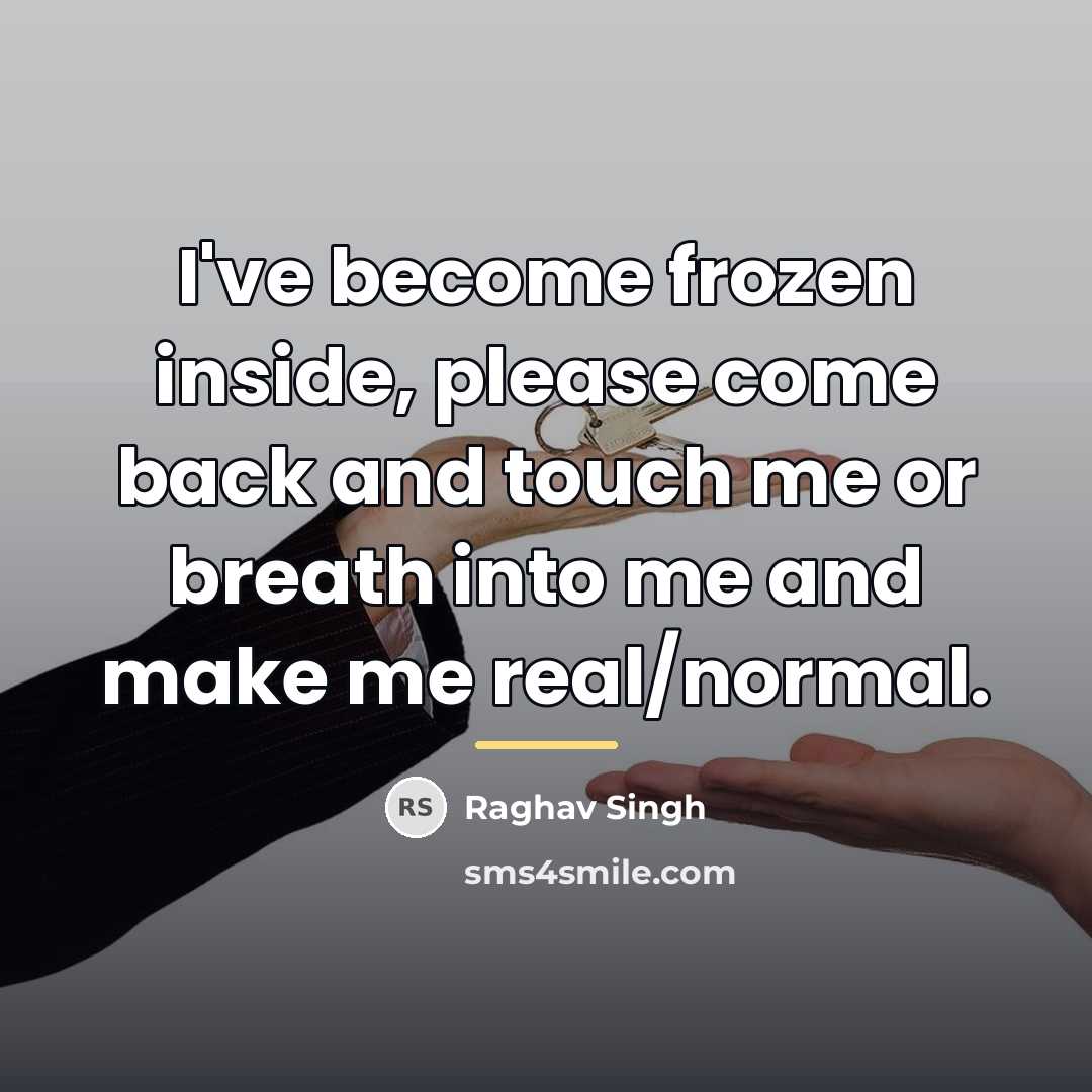 “I've become frozen inside, please come back and touch me…” quote by Raghav Singh
