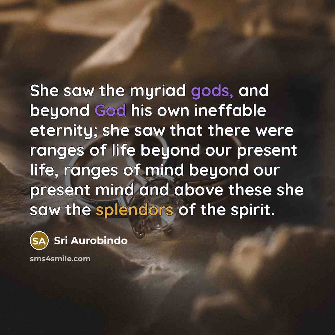 “She saw the myriad gods, and beyond God his own…” quote by Sri Aurobindo