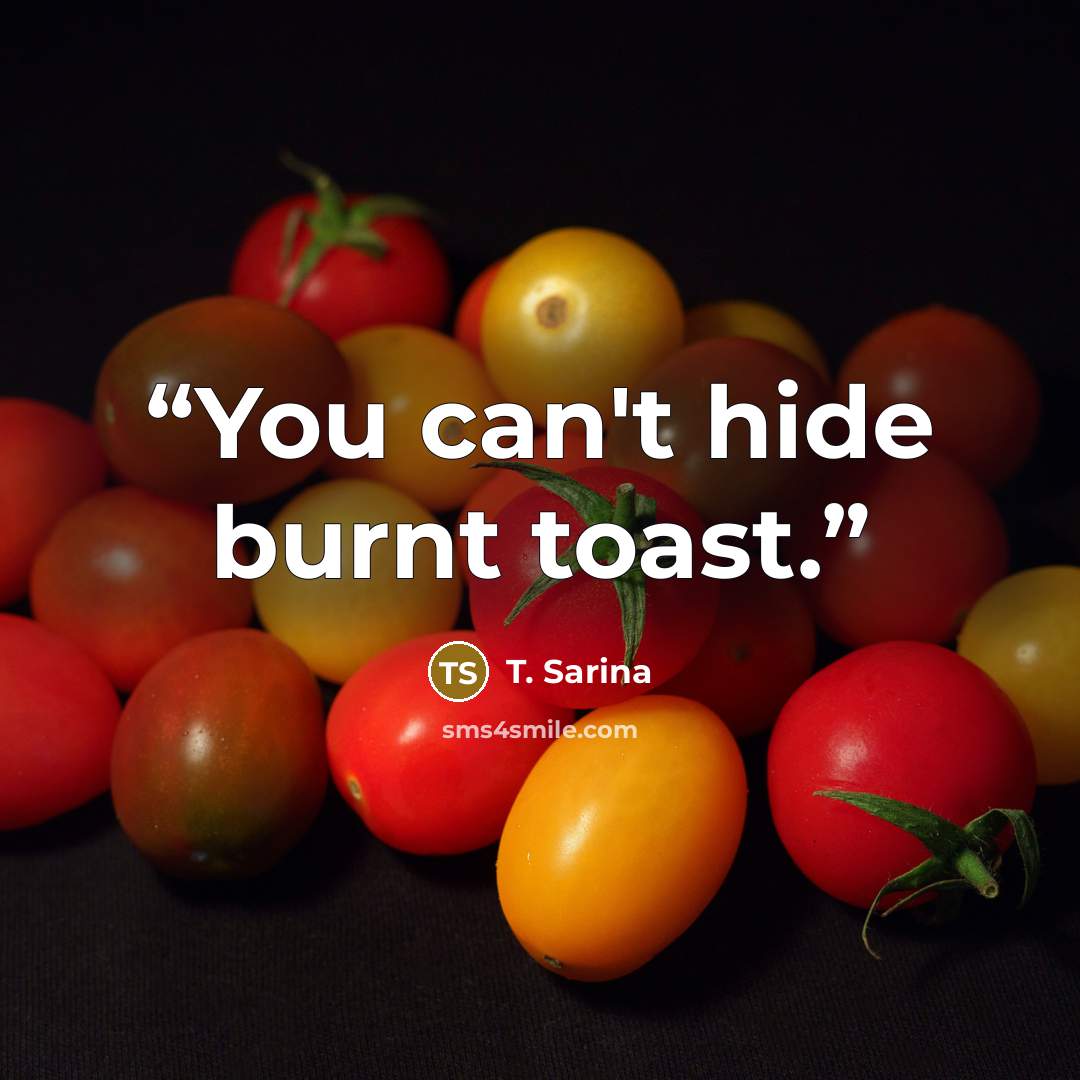 “You can't hide burnt toast.” quote by T. Sarina