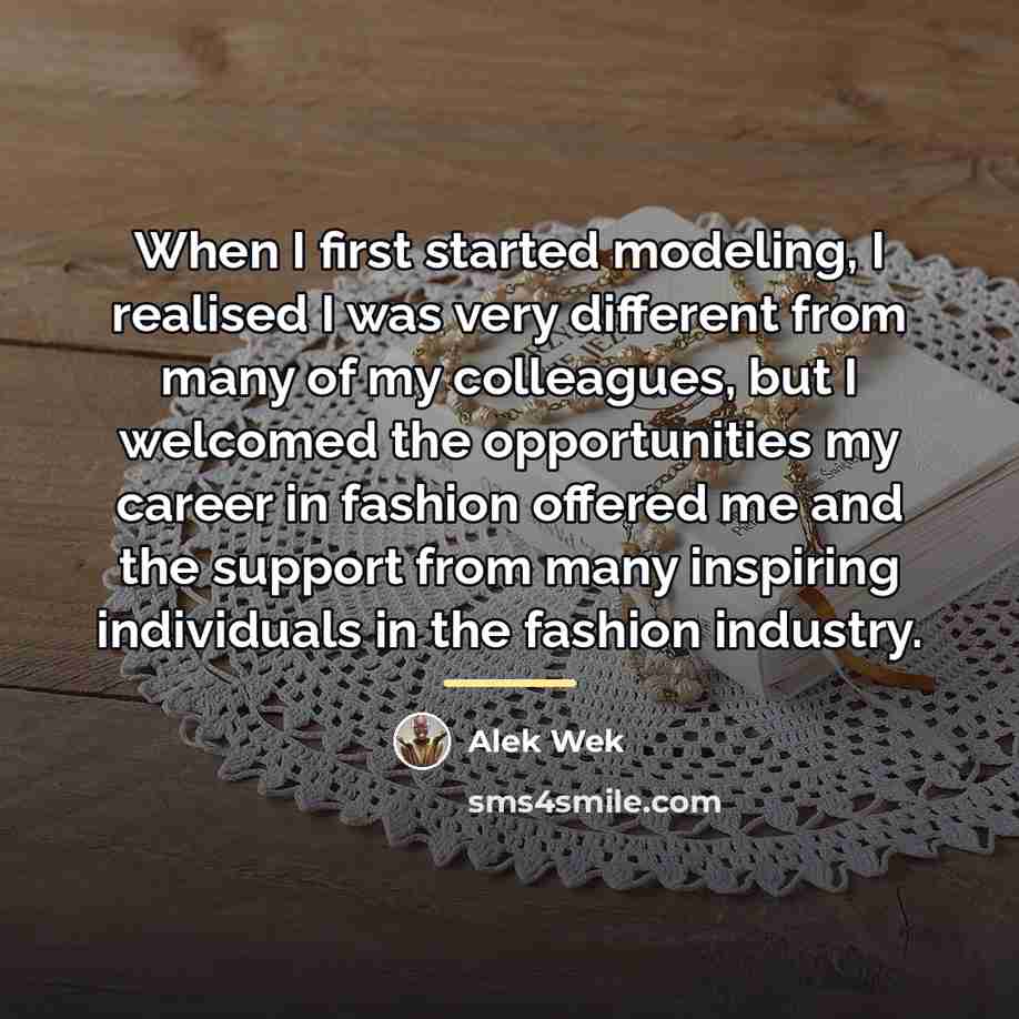 “When I first started modeling, I realised I was very…” quote by Alek Wek