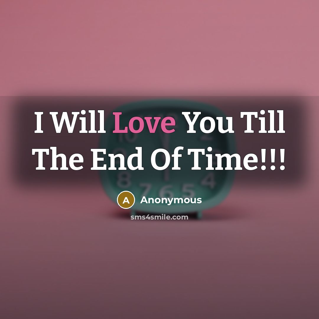 “I Will Love You Till The End Of Time!!!” quote by Anonymous