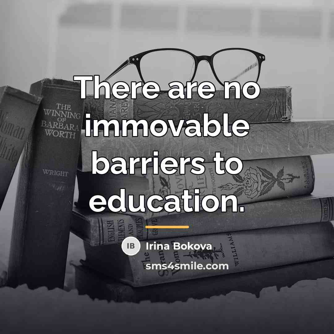 “There are no immovable barriers to education.…” quote by Irina Bokova