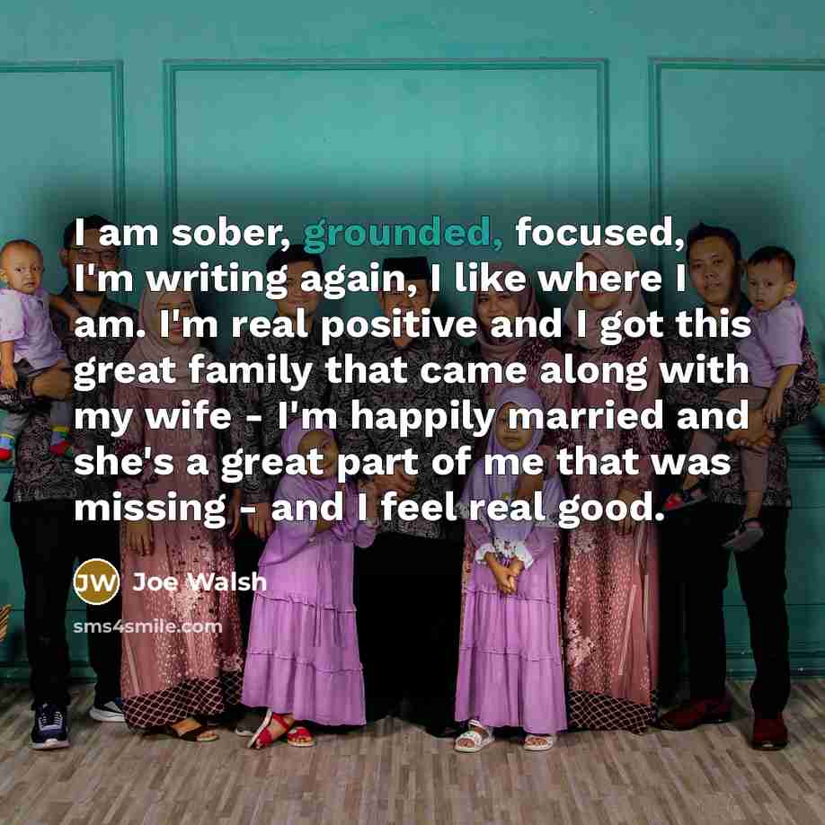 “I am sober, grounded, focused, I'm writing again, I like…” quote by Joe Walsh