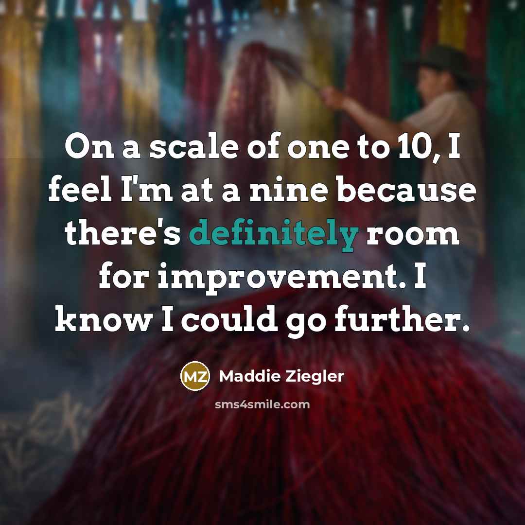 “On a scale of one to 10, I feel I'm…” quote by Maddie Ziegler