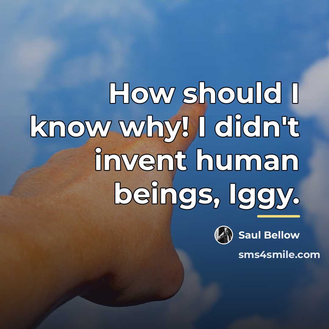 “How should I know why! I didn't invent human beings,…” quote by Saul Bellow