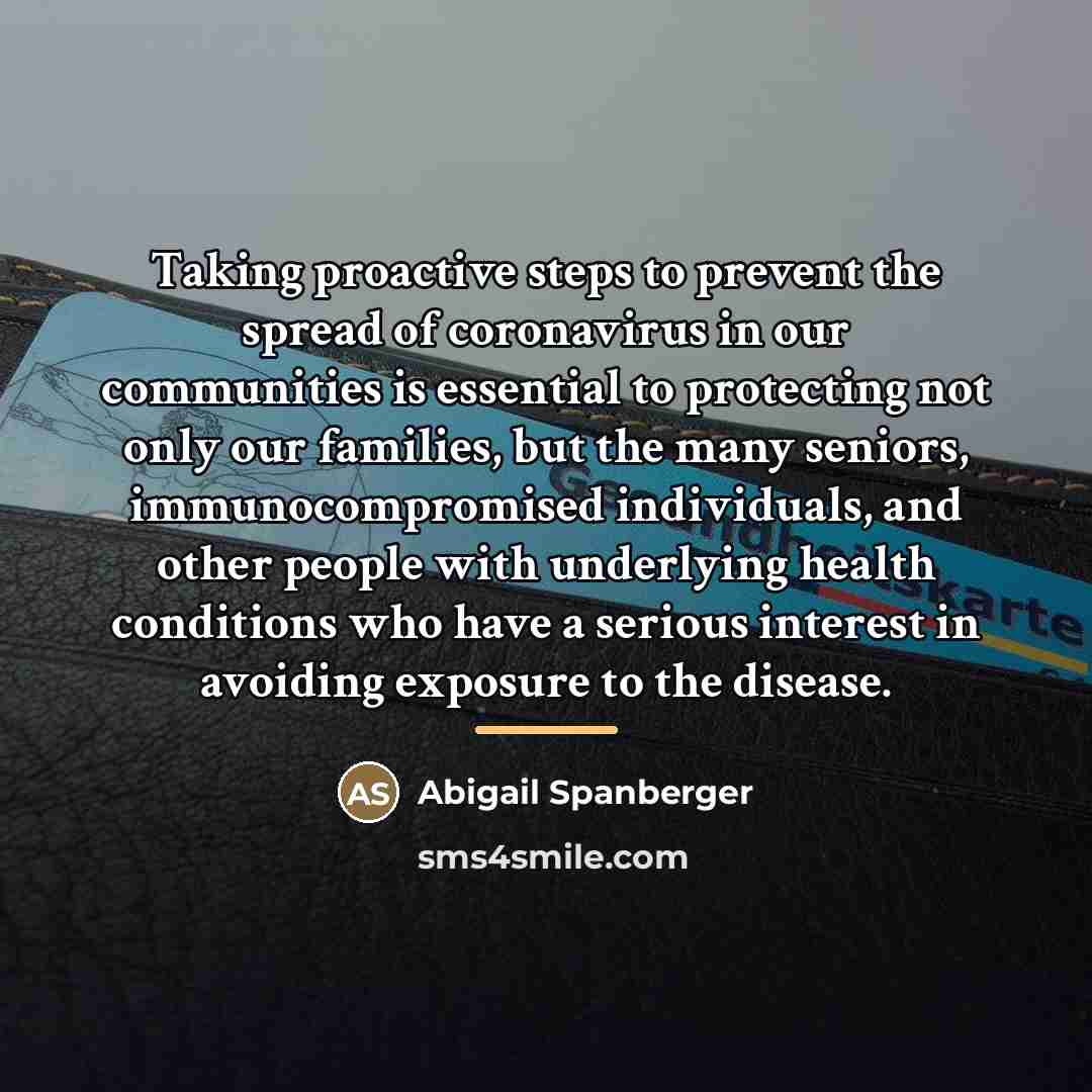 “Taking proactive steps to prevent the spread of coronavirus in…” quote by Abigail Spanberger