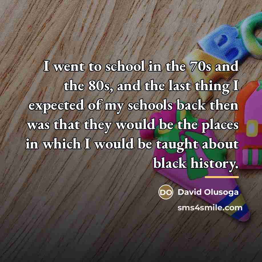 “I went to school in the 70s and the 80s,…” quote by David Olusoga