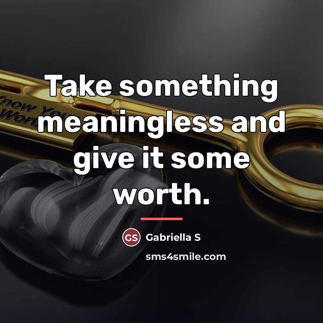 “Take something meaningless and give it some worth.…” quote by Gabriella S