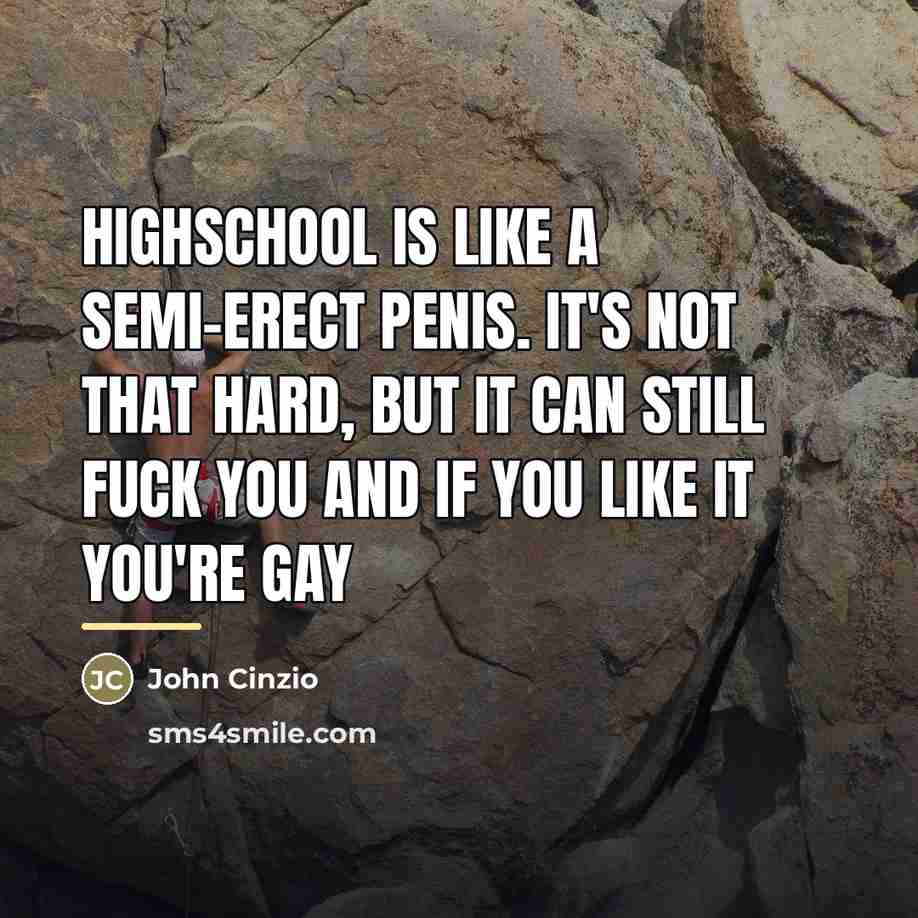 “Highschool is like a semi-erect penis. It's not THAT hard,…” quote by John Cinzio