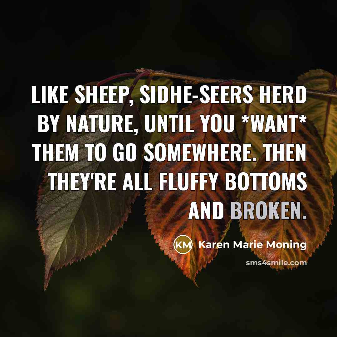 “Like sheep, sidhe-seers herd by nature, until you *want* them…” quote by Karen Marie Moning