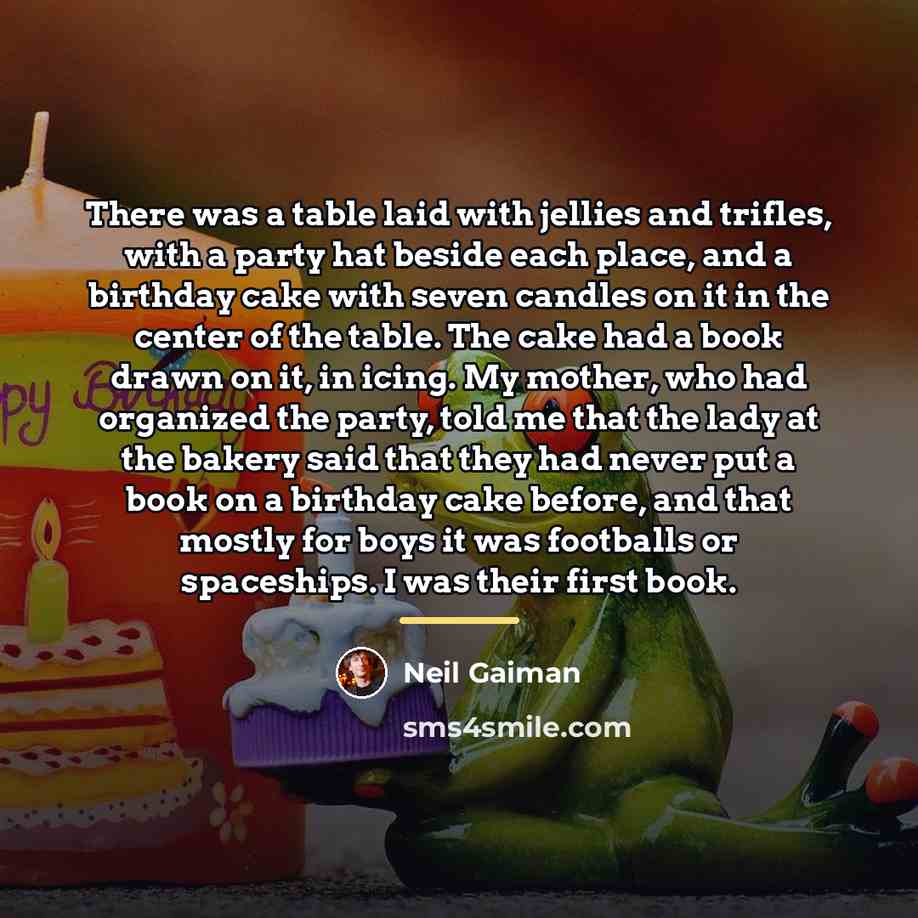 “There was a table laid with jellies and trifles, with…” quote by Neil Gaiman