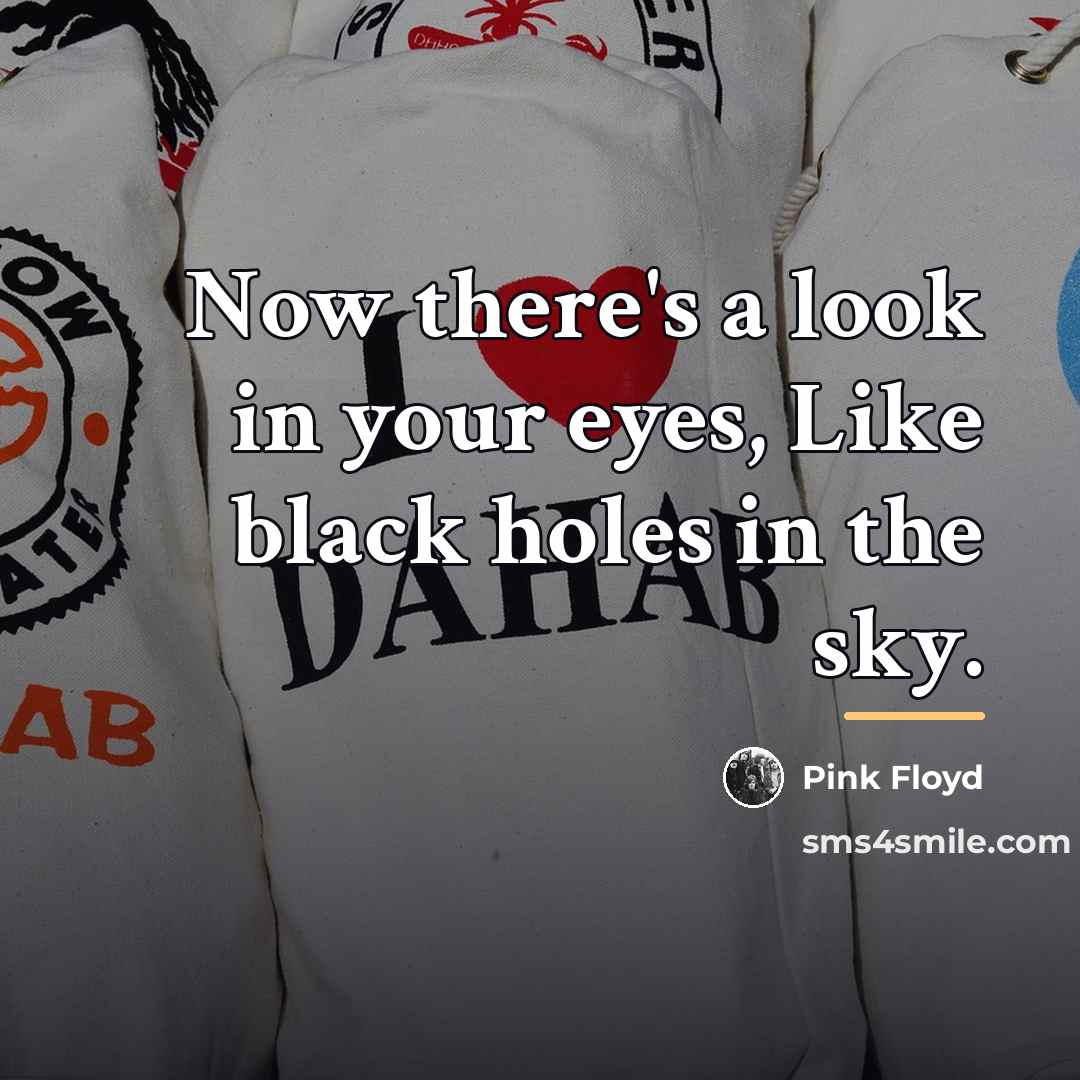 “Now there's a look in your eyes, Like black holes…” quote by Pink Floyd