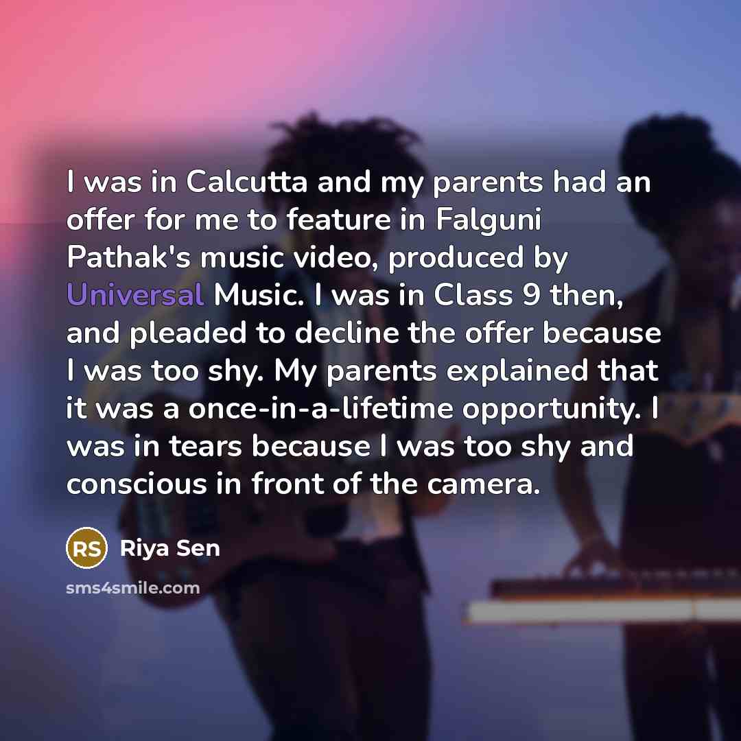 “I was in Calcutta and my parents had an offer…” quote by Riya Sen