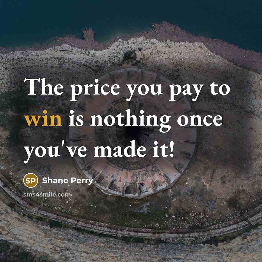 “The price you pay to win is nothing once you've…” quote by Shane Perry