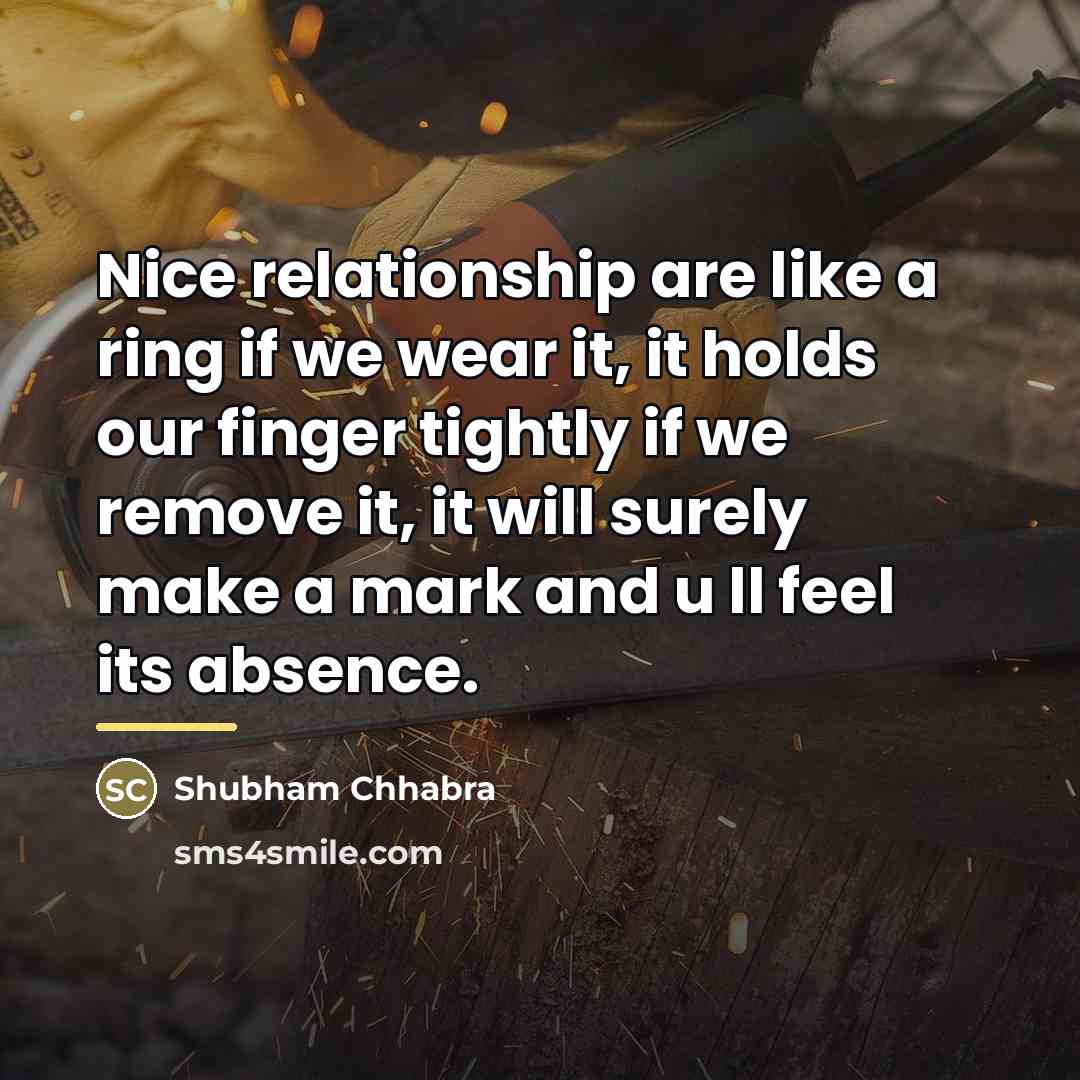 “Nice relationship are like a ring if we wear it,…” quote by Shubham Chhabra