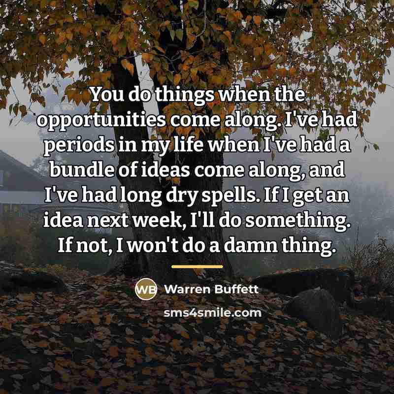 “You do things when the opportunities come along. I've had…” quote by Warren Buffett