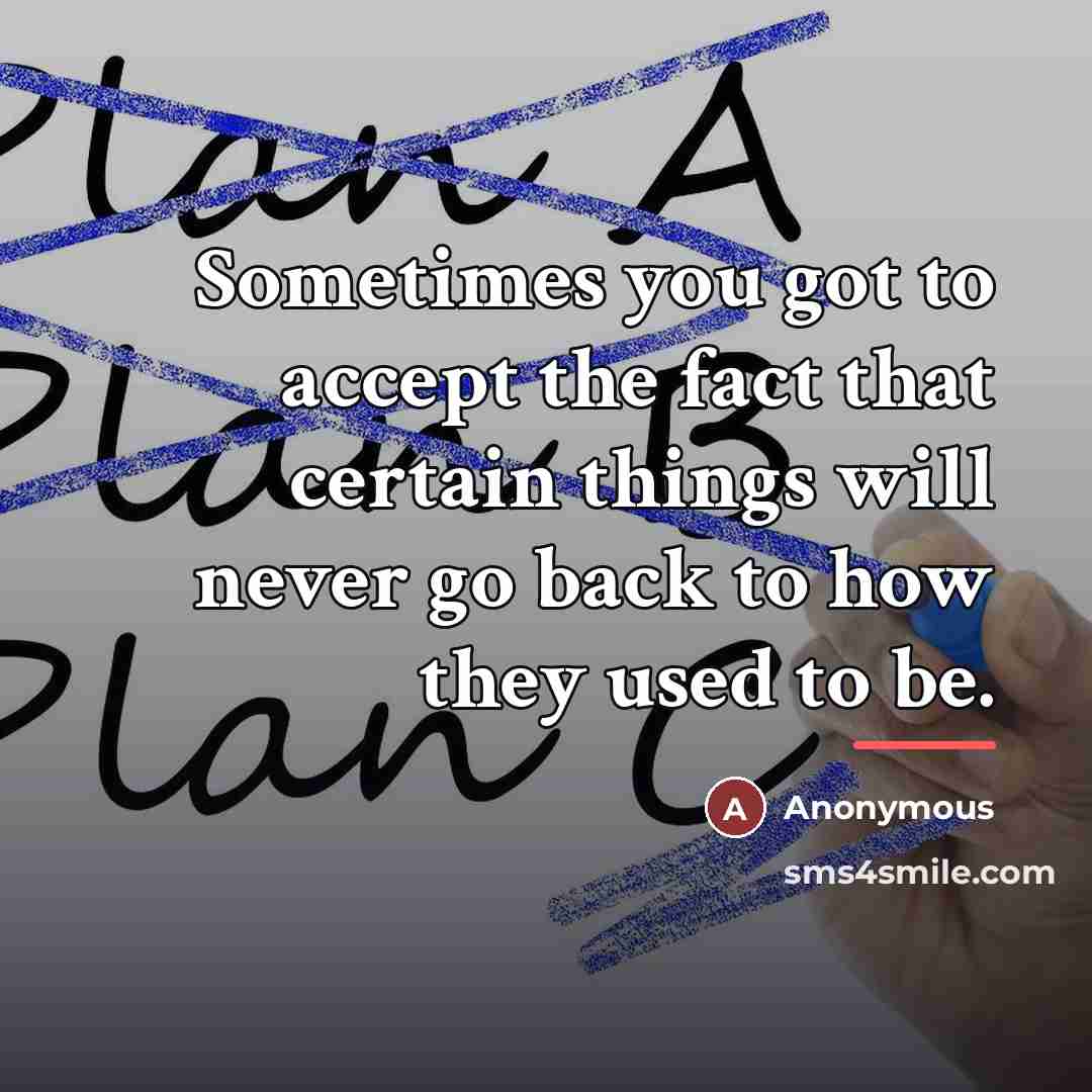 “Sometimes you got to accept the fact that certain things…” quote by Anonymous