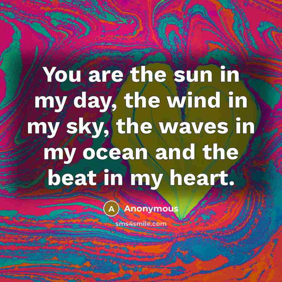 “You are the sun in my day, the wind in…” quote by Anonymous
