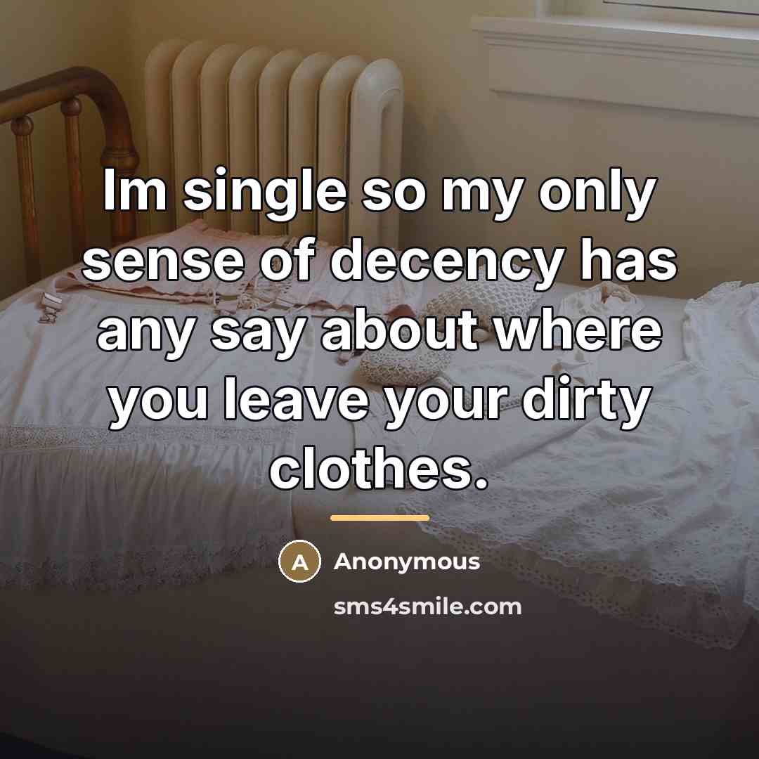 “Im single so my only sense of decency has any…” quote by Anonymous