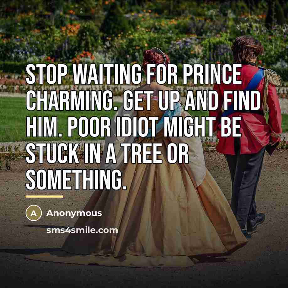 “Stop waiting for prince charming. Get up and find him.…” quote by Anonymous