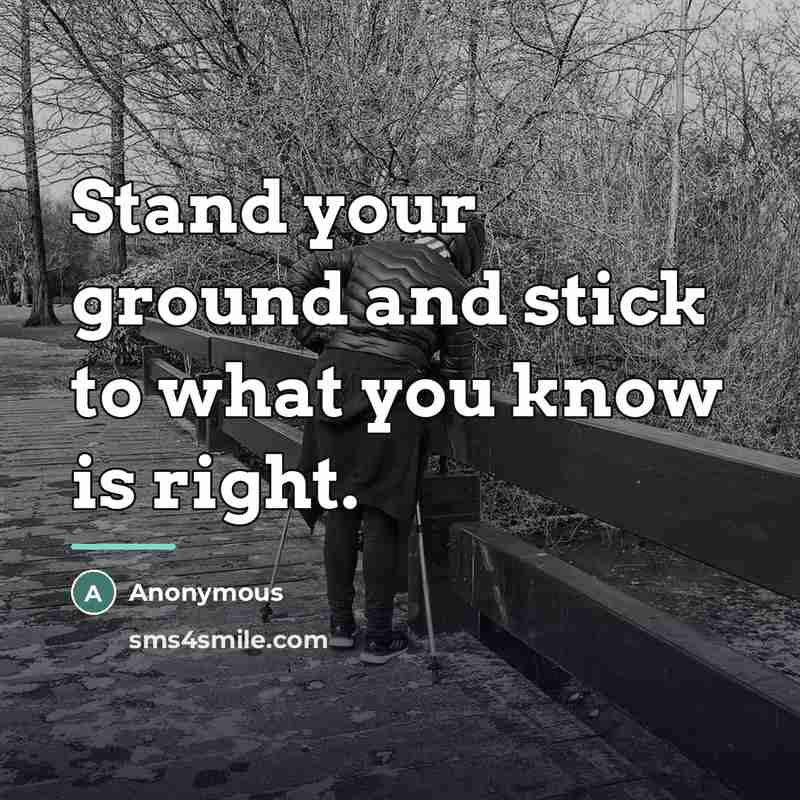 “Stand your ground and stick to what you know is…” quote by Anonymous