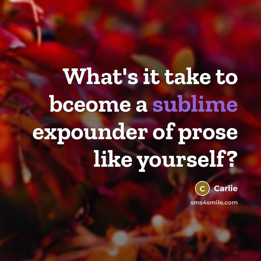 “What's it take to bceome a sublime expounder of prose like yourself?” quote by Carlie