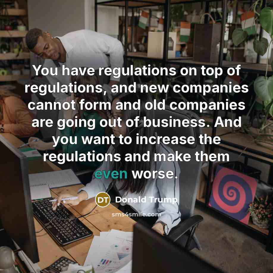 “You have regulations on top of regulations, and new companies…” quote by Donald Trump