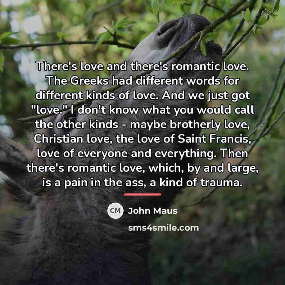 “There's love and there's romantic love. The Greeks had different…” quote by John Maus