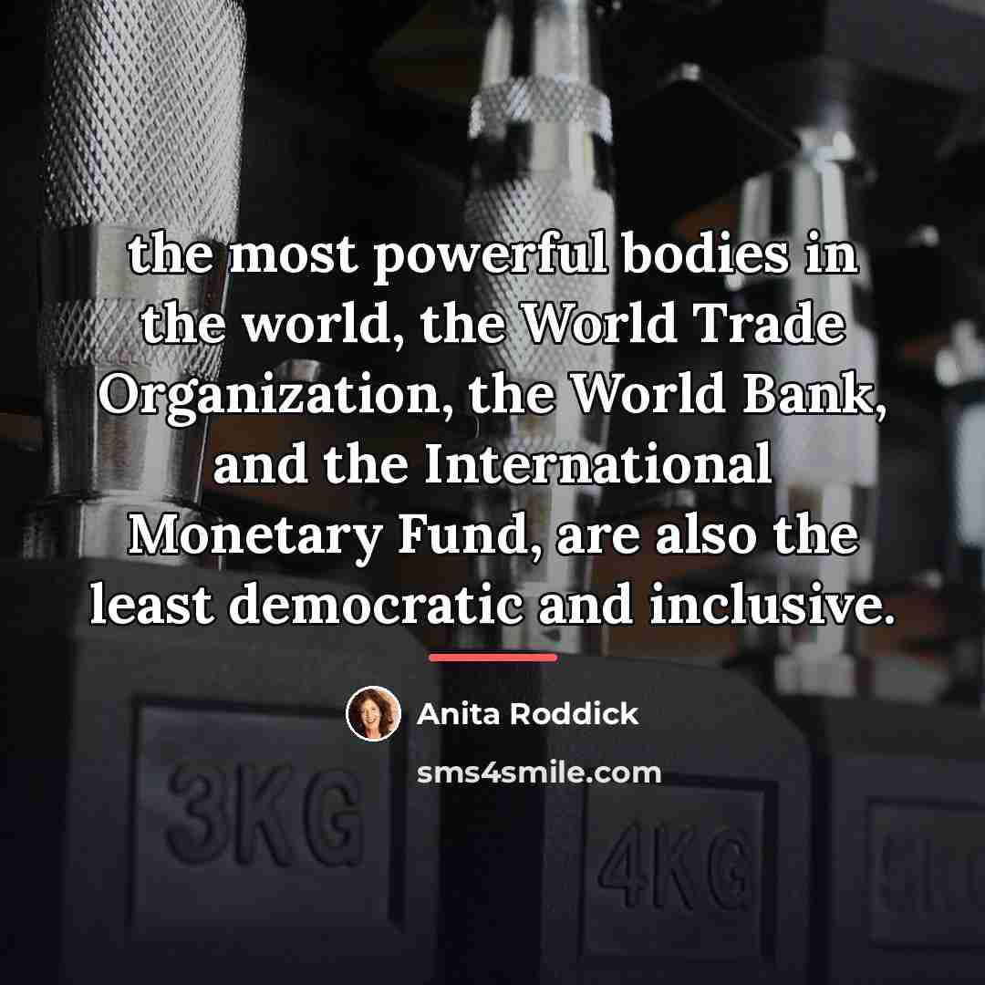“the most powerful bodies in the world, the World Trade…” quote by Anita Roddick