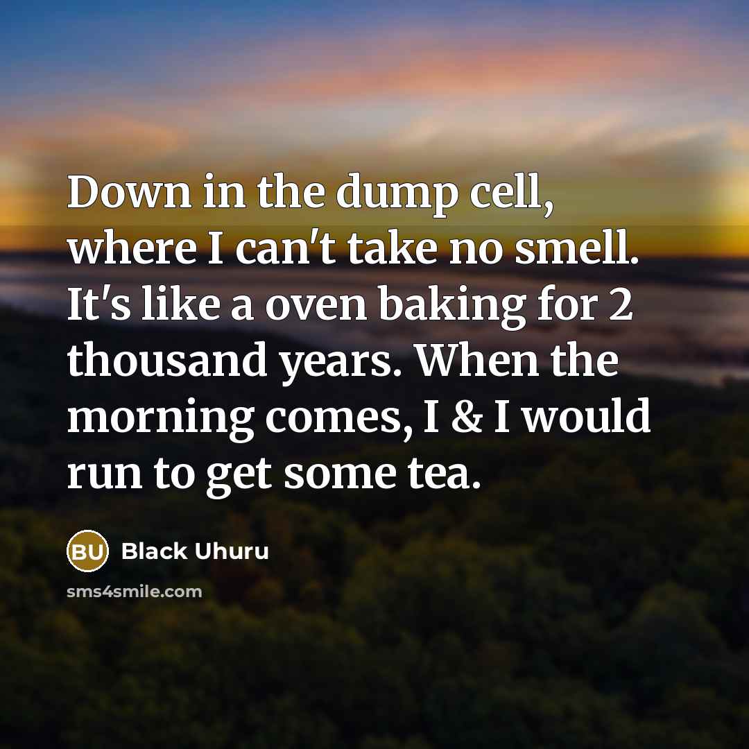 “Down in the dump cell, where I can't take no…” quote by Black Uhuru