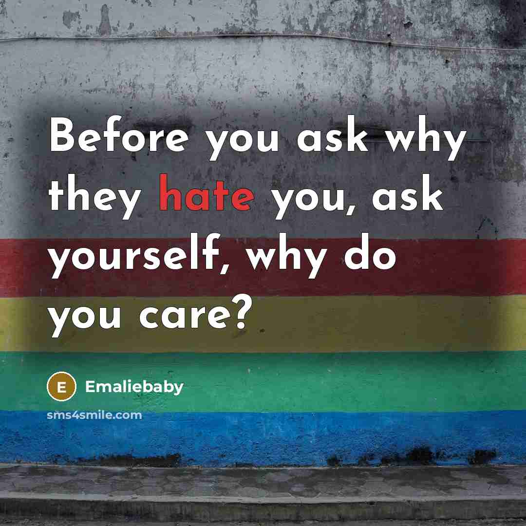 “Before you ask why they hate you, ask yourself, why…” quote by Emaliebaby