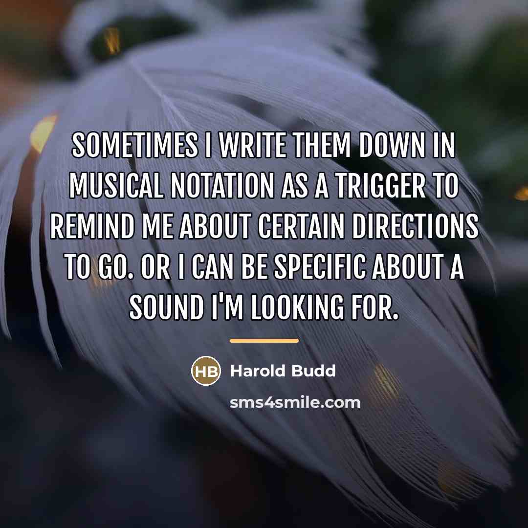“Sometimes I write them down in musical notation as a…” quote by Harold Budd