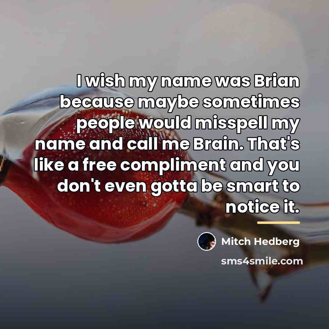 “I wish my name was Brian because maybe sometimes people…” quote by Mitch Hedberg