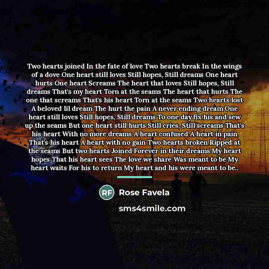 “Two hearts joined In the fate of love Two hearts…” quote by Rose Favela