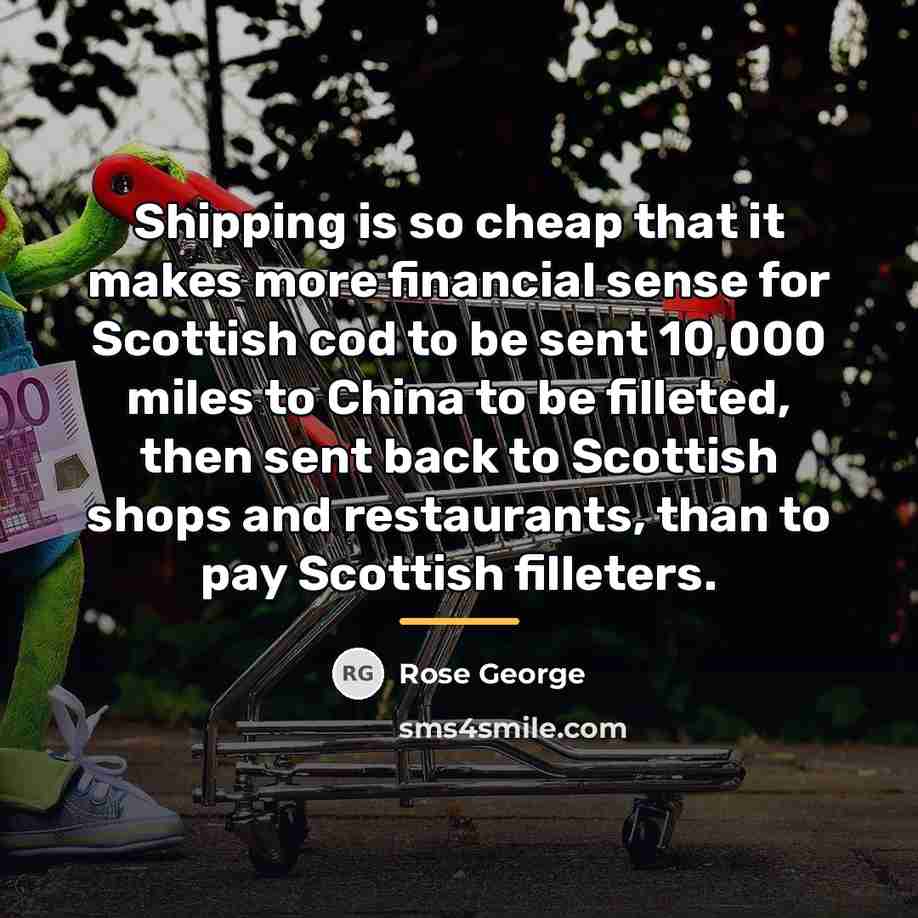 “Shipping is so cheap that it makes more financial sense…” quote by Rose George