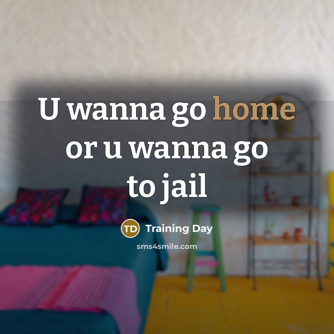 “U wanna go home or u wanna go to jail…” quote by Training Day