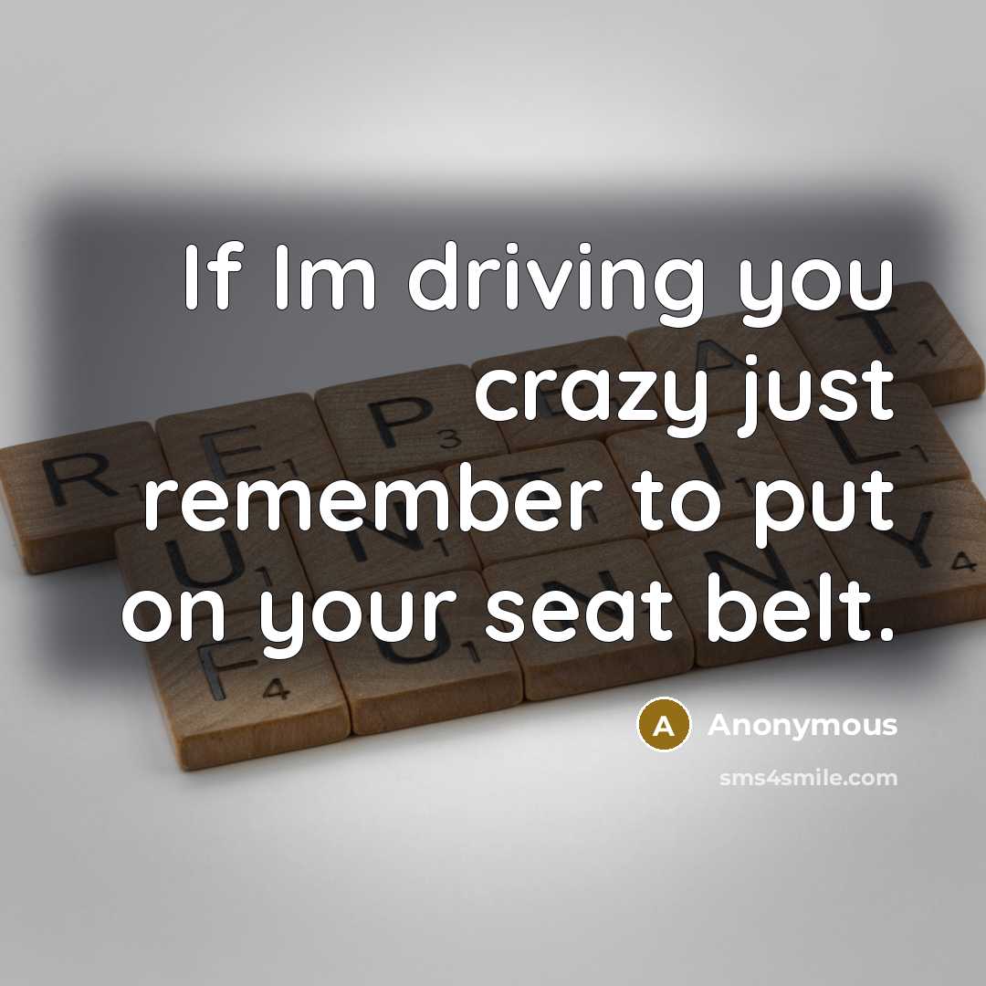 “If Im driving you crazy just remember to put on your seat belt.” quote by Anonymous