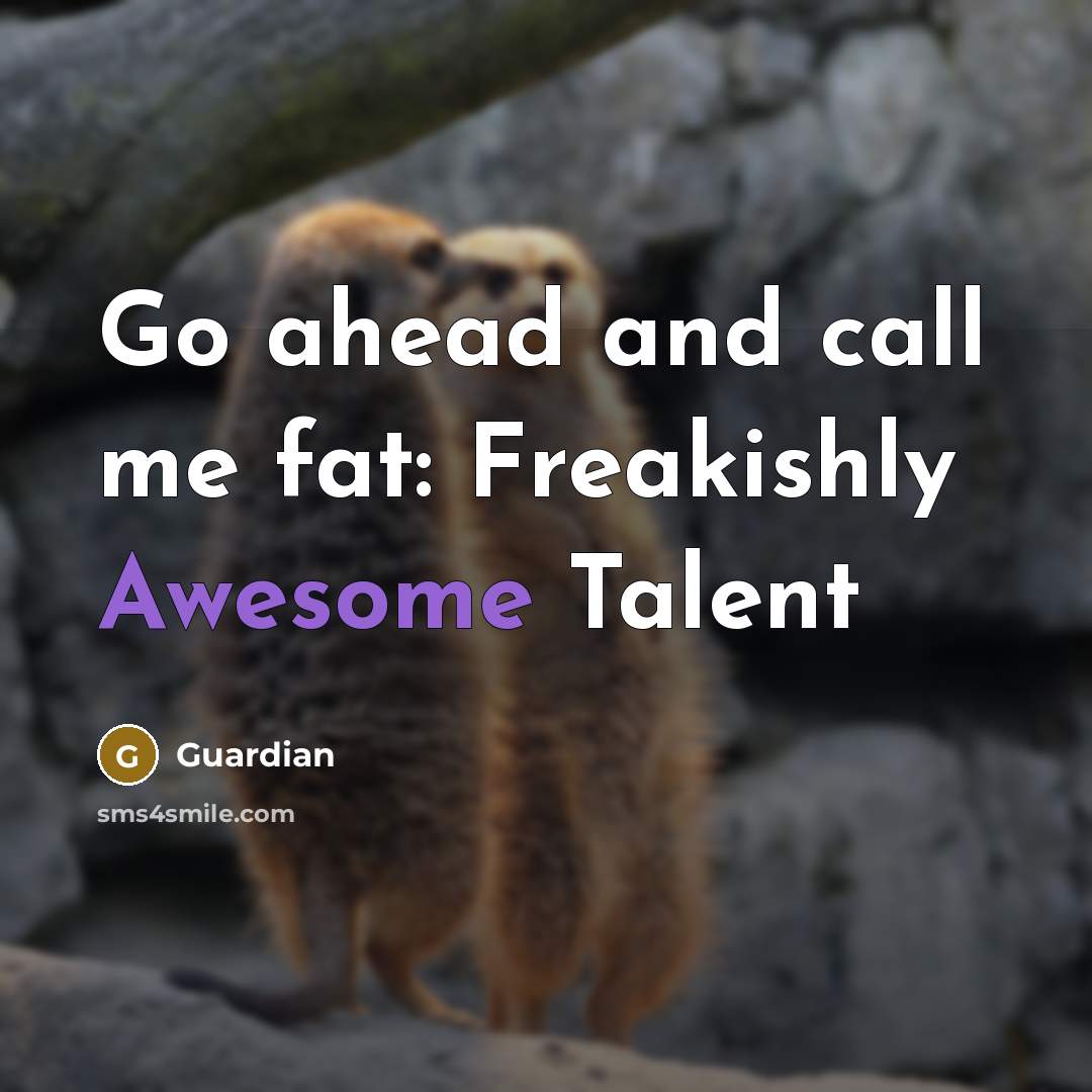 “Go ahead and call me fat: Freakishly Awesome Talent…” quote by Guardian
