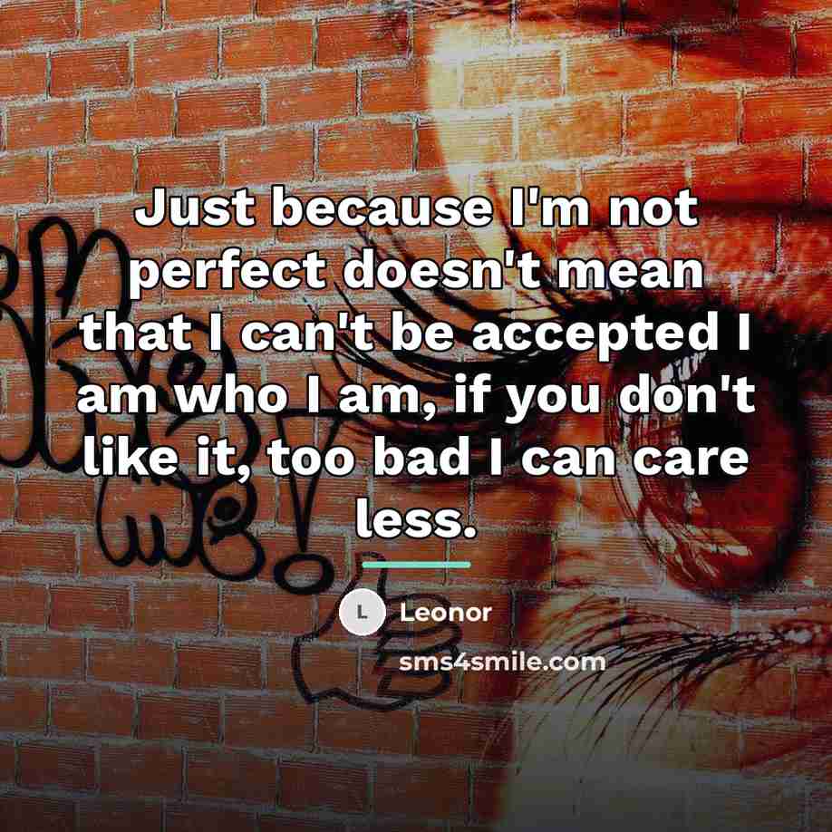 “Just because I'm not perfect doesn't mean that I can't…” quote by Leonor