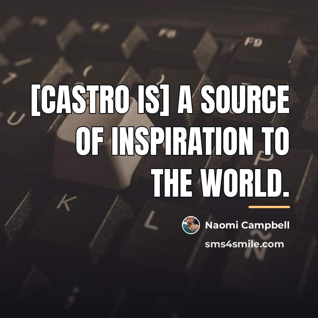 “[Castro is] a source of inspiration to the world.…” quote by Naomi Campbell