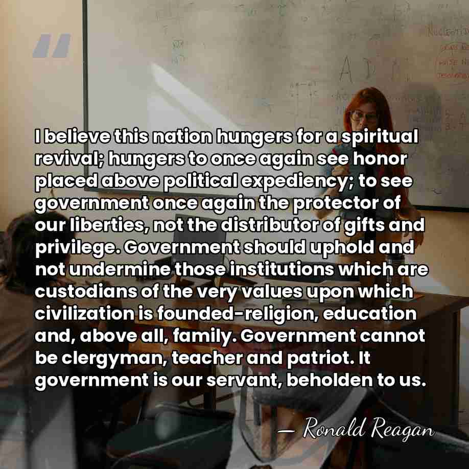 I believe this nation hungers for a spiritual revival; hungers to once&hellip; - Ronald Reagan