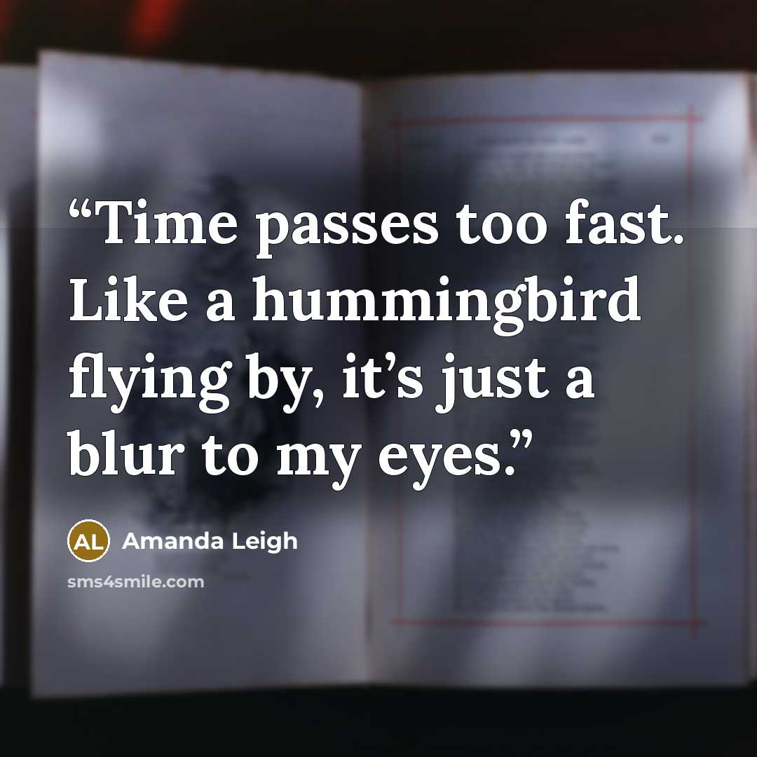 “Time passes too fast. Like a hummingbird flying by, it’s just a blur to my eyes.” quote by Amanda Leigh