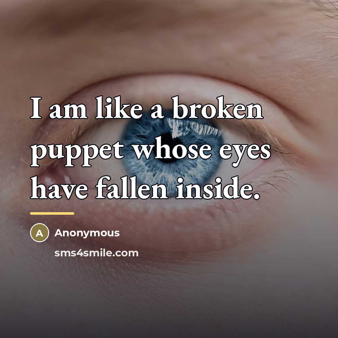 “I am like a broken puppet whose eyes have fallen…” quote by Anonymous